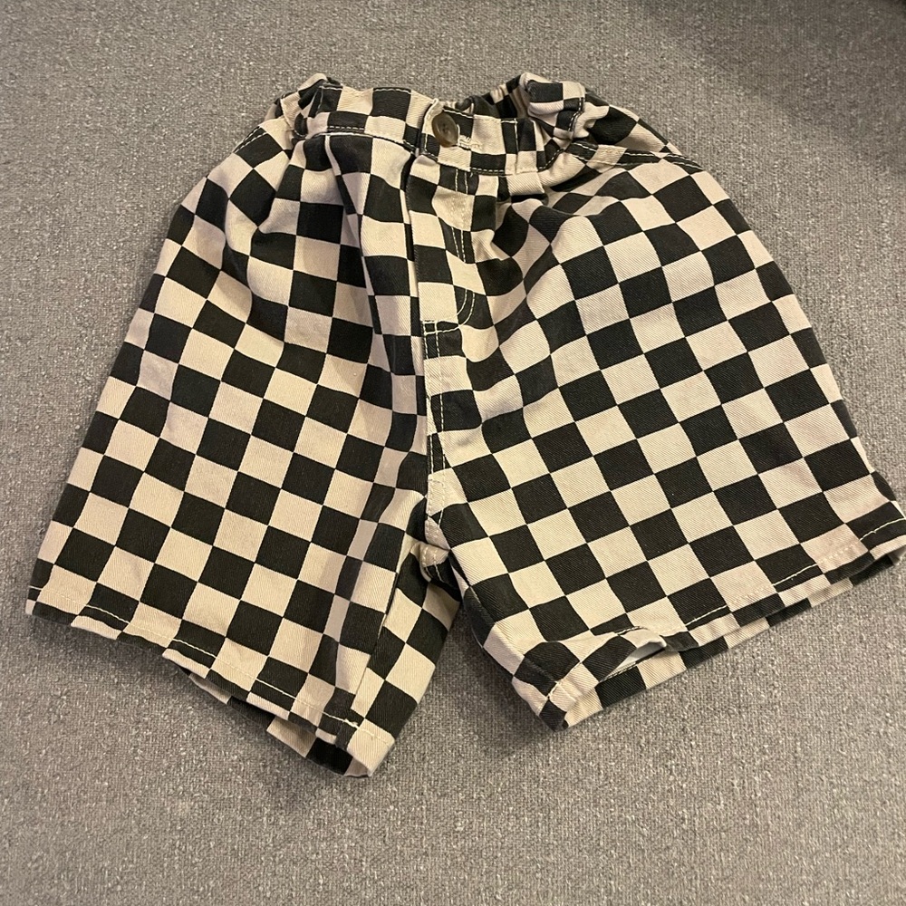 Checkered Black and White kid's Shorts with elasticated waist